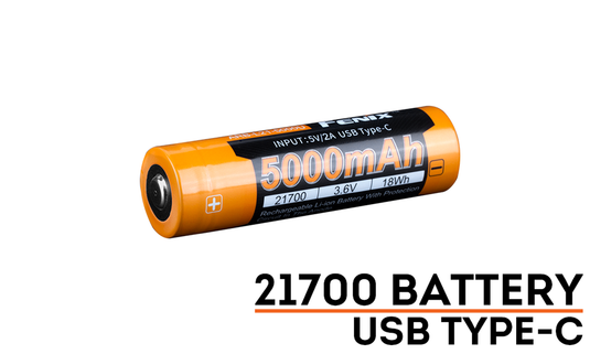 batteria ricaricabile Fenix 21700 5000mah usb 