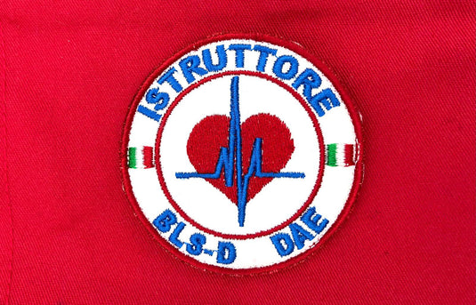Ricamo blsd istruttore BLS-D DAE Croce Rossa Italiana tondo 