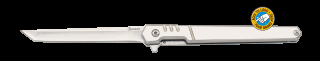 Coltello chiudibile manico acciaio lama 8.8 cm 