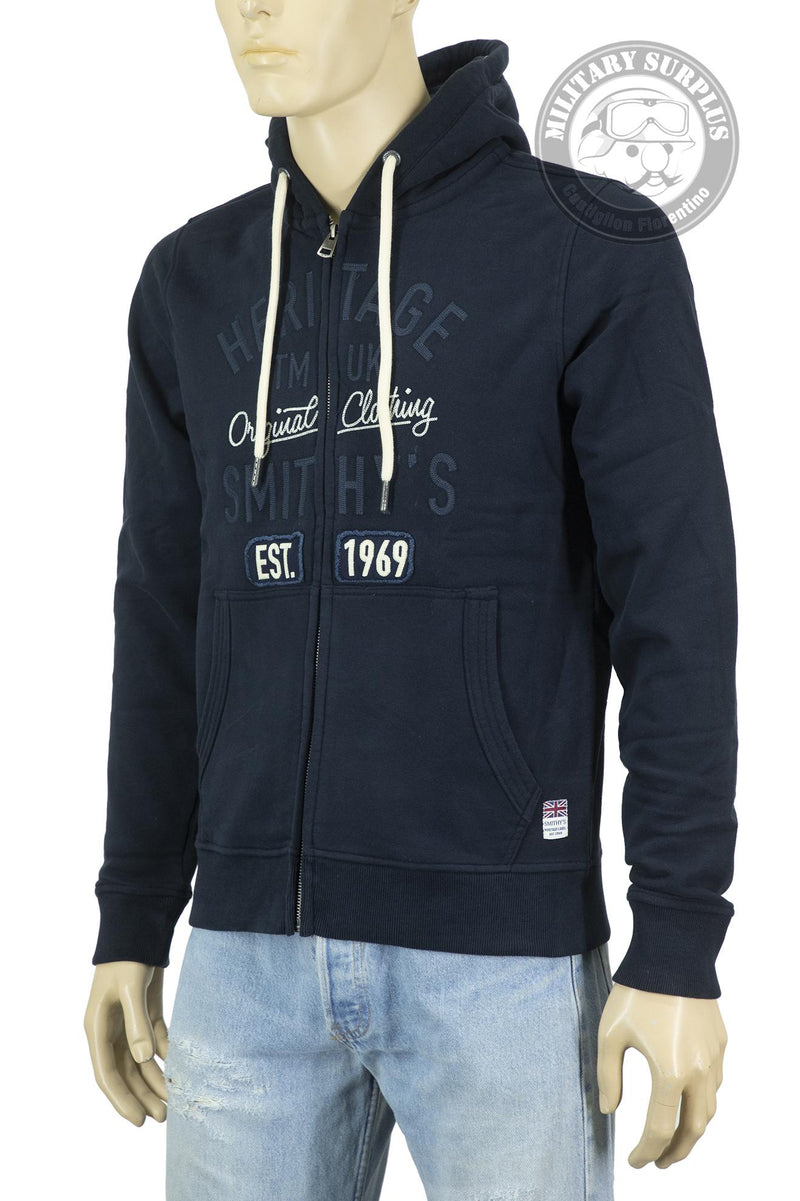 Load image into Gallery viewer, Smithy's felpa hoodie zip lunga e cappuccio  uomo Navy Blue 
