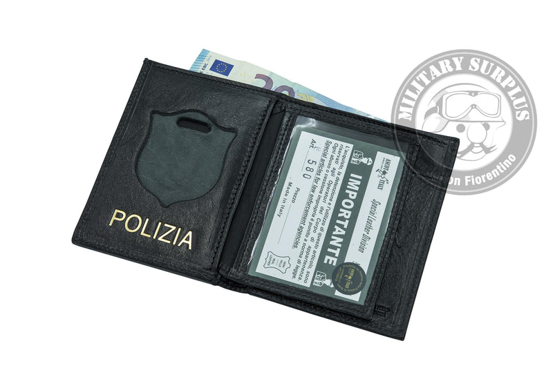 Carica immagine in Galleria Viewer, Portafoglio verticale  in pelle con alloggio placca coperto con scritta POLIZIA<BR/> 
