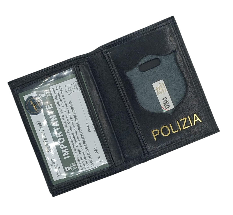 Carica immagine in Galleria Viewer, Portafoglio in pelle con alloggio placca POLIZIA DI STATO CON SCRITTA POLIZIA 
