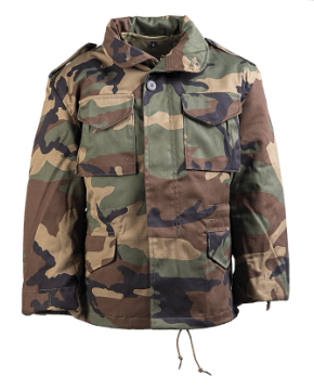 Giacca militare bambino stile M-65 Field Jacket mimetico woodland 