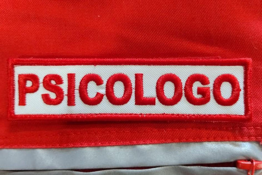 Qualifica ricamata croce rossa rosso su bianco PSICOLOGO 