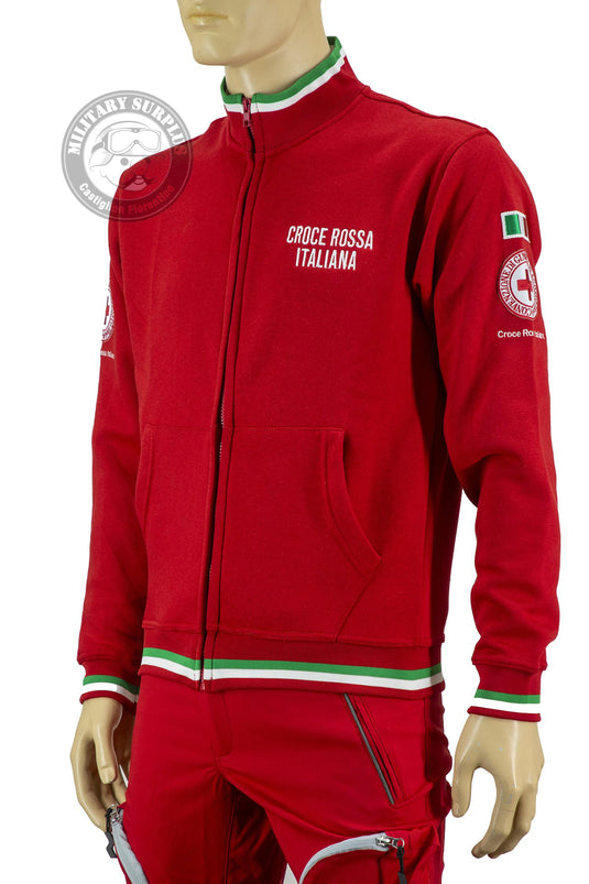 Felpa giacca zip lunga Croce Rossa Italiana con riami e tricolore 
