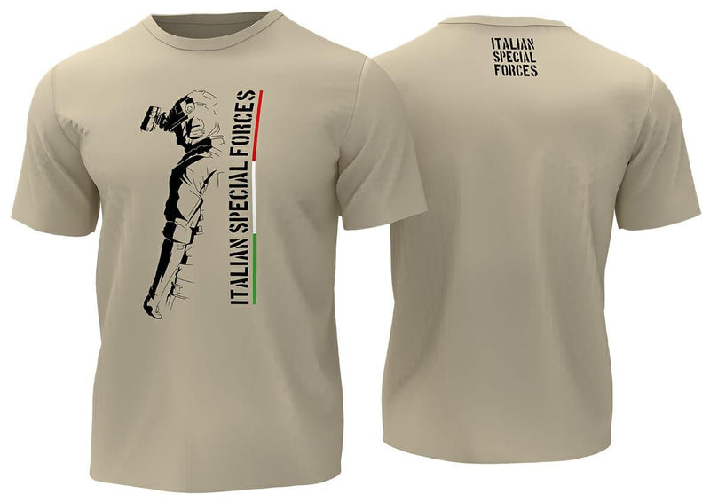 Carica immagine in Galleria Viewer, T-shirt military style stampata fronte retro ITALIAN SPECIAL FORCES TAN<BR/><BR/> 

