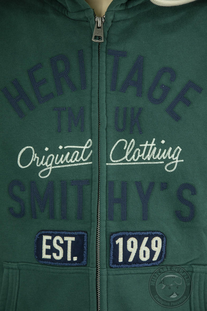 Load image into Gallery viewer, Smithy's felpa hoodie zip lunga e cappuccio  uomo Verde scuro 
