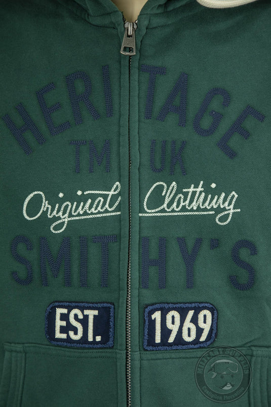 Smithy's felpa hoodie zip lunga e cappuccio  uomo Verde scuro 