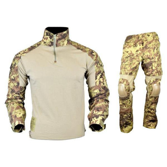 js-tactical completo warrior combat shirt + pantaloni colore vegetato 
