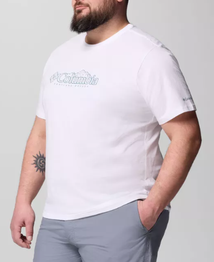 T-shirt  casual in cotone biologico con logo columbia da uomo - taglia forte 