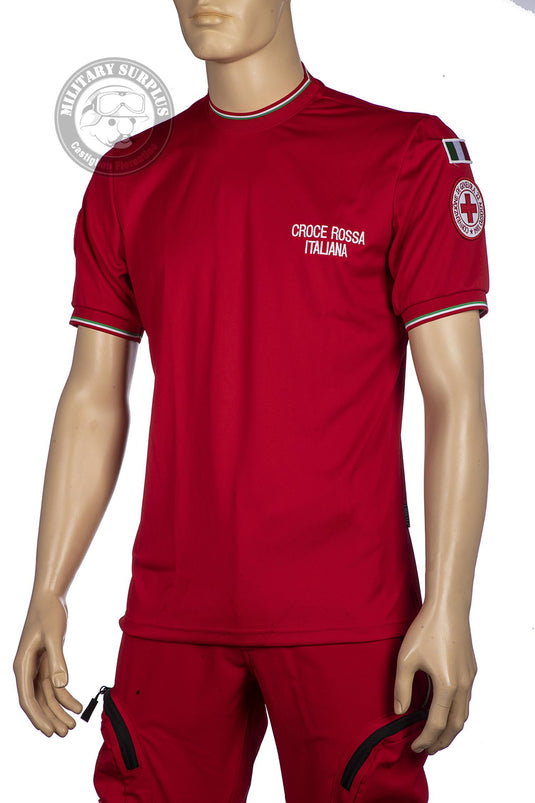 T-shirt in tessuto tecnico CROCE ROSSA ITALIANA  con tricolore 