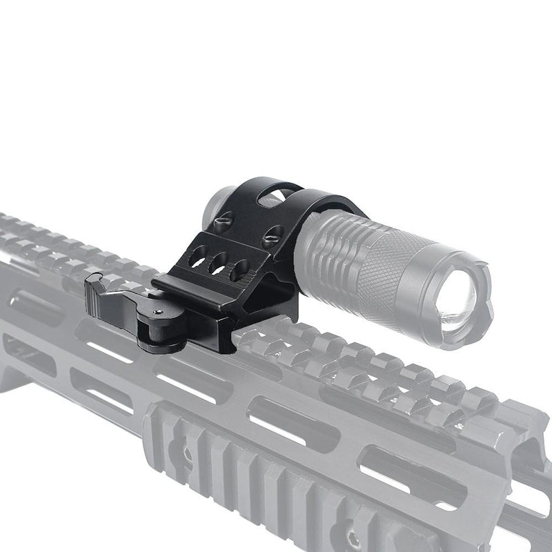 Load image into Gallery viewer, metal attacco 45° diametro 1" con quick detach per torcia o laser nero 
