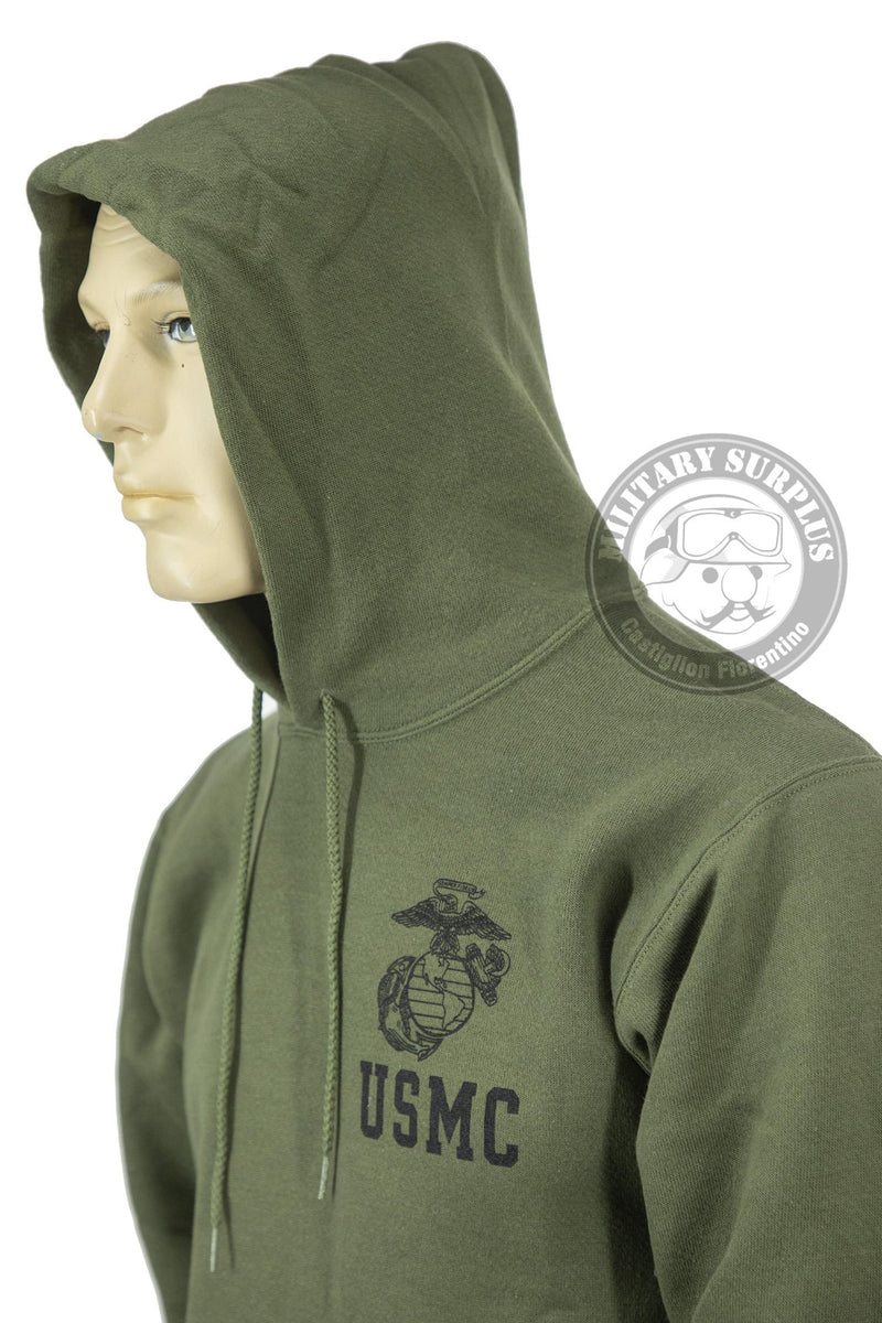 Load image into Gallery viewer, Felpa  con cappuccio USMC originale G.I. VERDE OLIVA 
