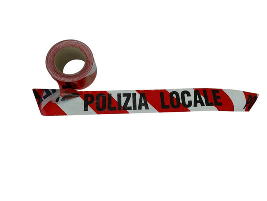 Nastro segnaletico bianco e rosso personalizzato POLIZIA LOCALE 