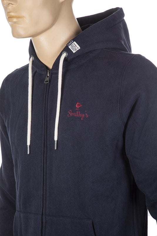 Smithy's felpa uomo cappuccio e zip navy blu 