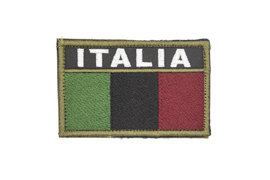Patch Bandiera italiana bassa visibilita' rettangolare con velcro base nero 