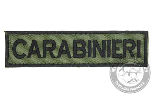 Patch ricamo CARABINIERI Verde Oliva con velcro per tuta Vegetata 