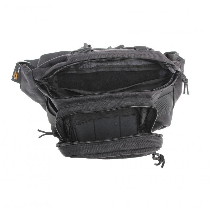 Load image into Gallery viewer, MARSUPIO T3 IN CORDURA CON SUPPORTO PER ARMA NERO 
