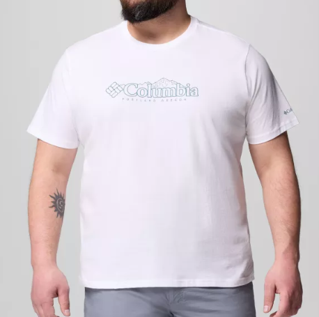 T-shirt  casual in cotone biologico con logo columbia da uomo - taglia forte 