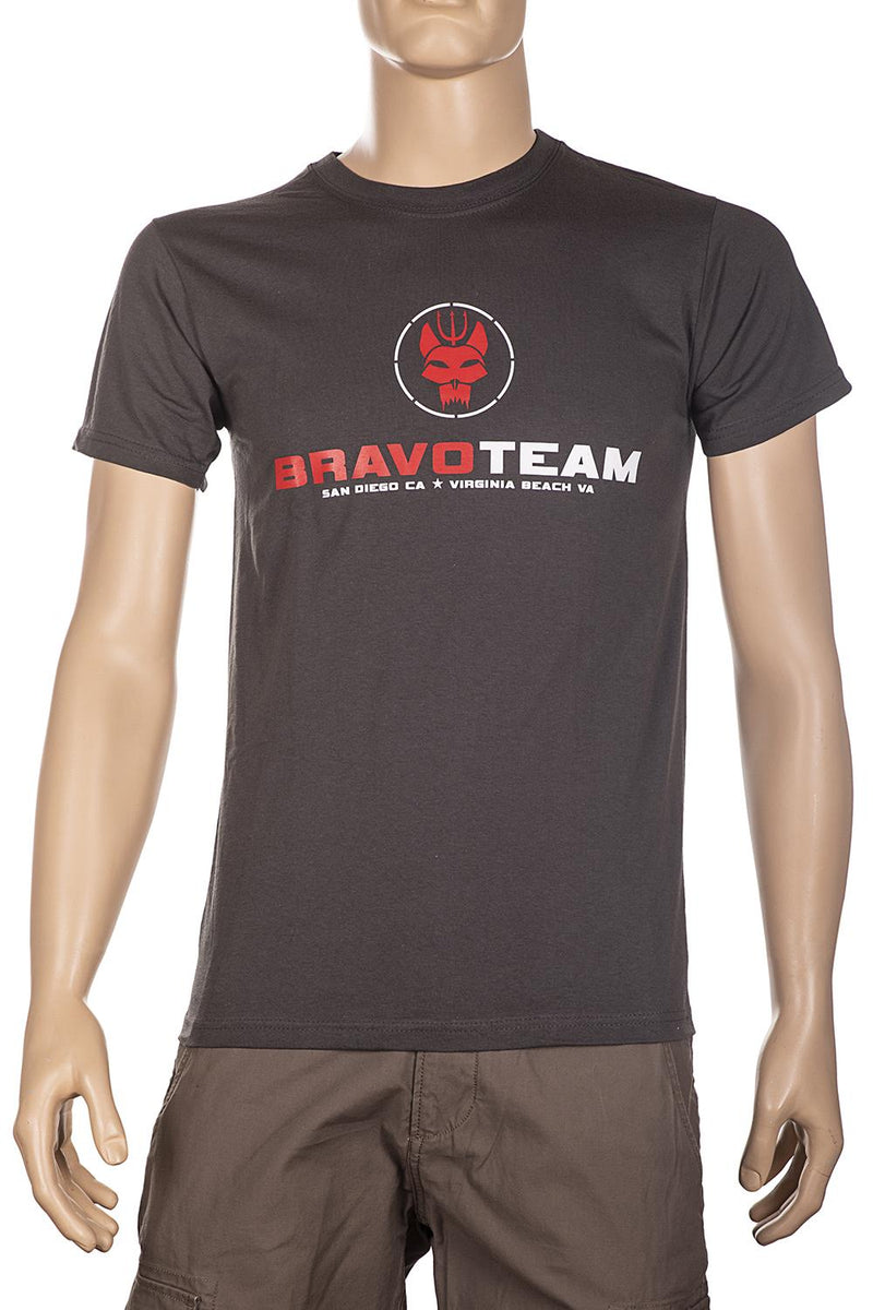 Carica immagine in Galleria Viewer, T-shirt stampata fronte retro BRAVO TEAM GRIGIO 
