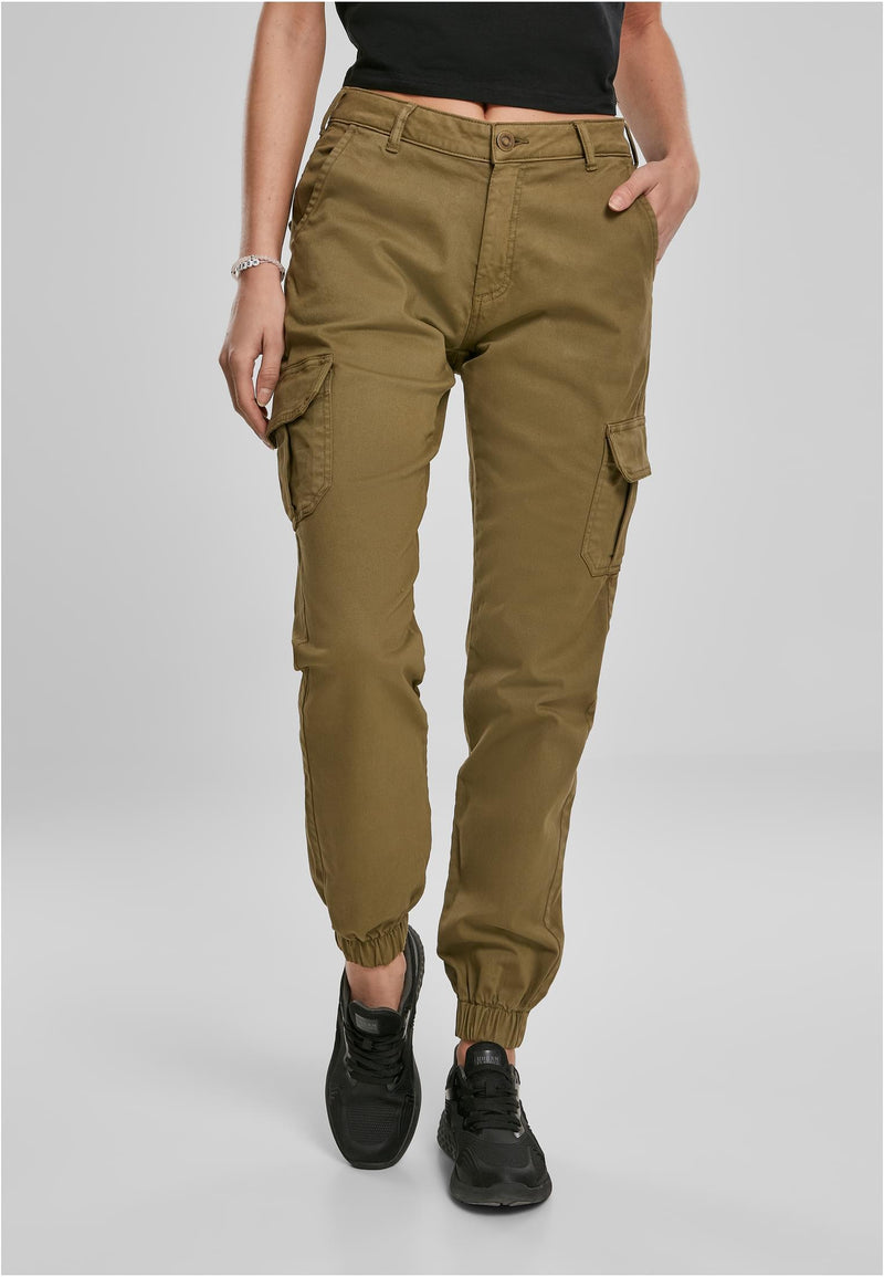 Carica immagine in Galleria Viewer, Pantaloni cargo da donna a vita alta VERDE 
