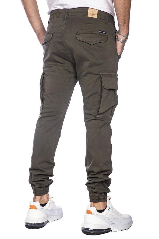 Smithy's pantaloni cargo uomo con elastico verde militare 