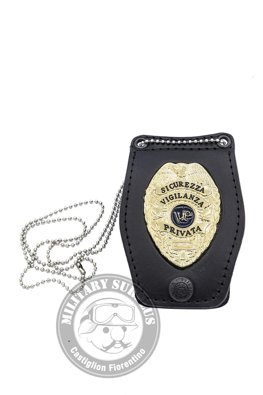 portaplacca con catenella guardia giurata vigilanza scudo americano 
