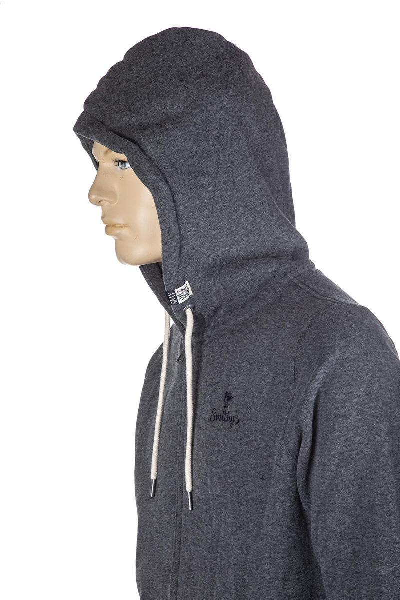 Load image into Gallery viewer, smithy's felpa uomo cappuccio e zip grigio scuro melange 
