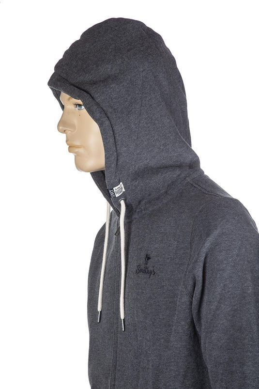 smithy's felpa uomo cappuccio e zip grigio scuro melange 