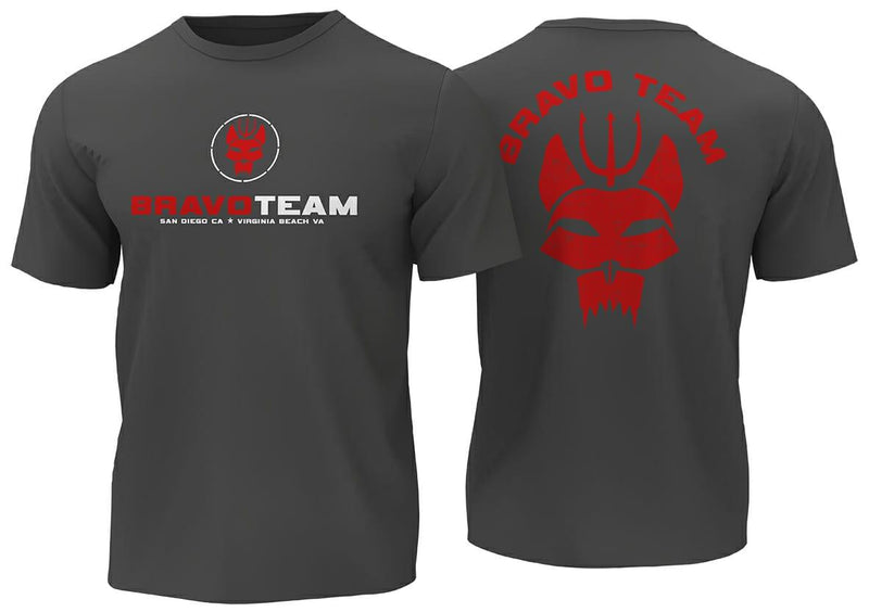 Carica immagine in Galleria Viewer, T-shirt stampata fronte retro BRAVO TEAM GRIGIO 
