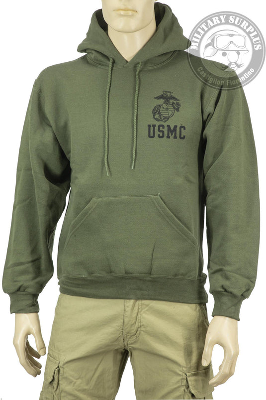 Felpa  con cappuccio USMC originale G.I. VERDE OLIVA 