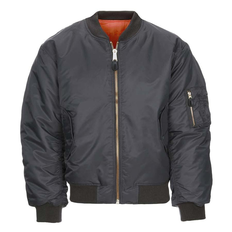Carica immagine in Galleria Viewer, giacca bomber ma-1 Gun metal grey in nylon con interno arancione 
