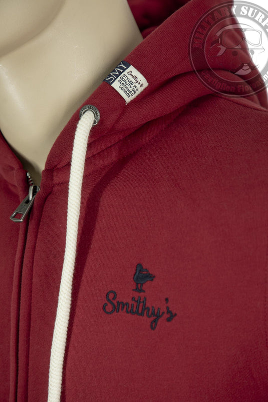Smithy's felpa uomo cappuccio e zip rosso mattone 
