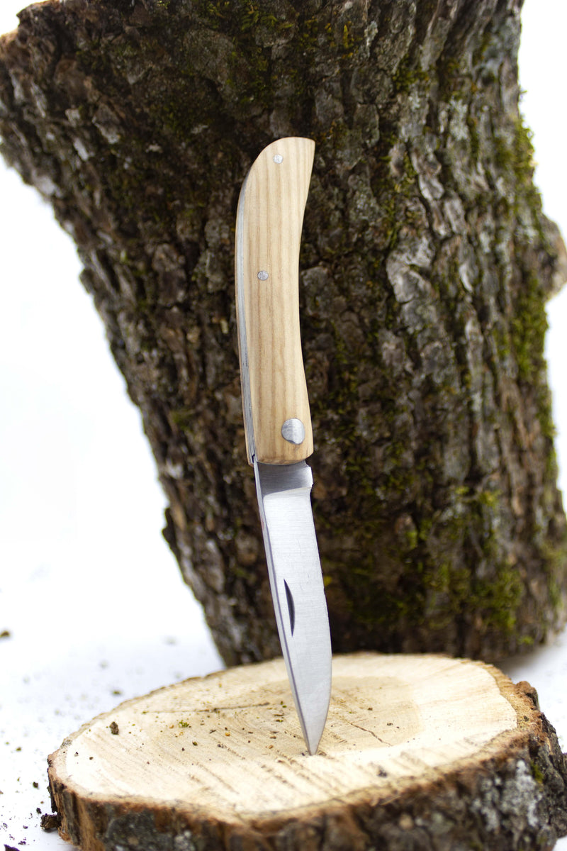 Load image into Gallery viewer, coltello chiudibile manico legno chiaro lama cm 9,5 
