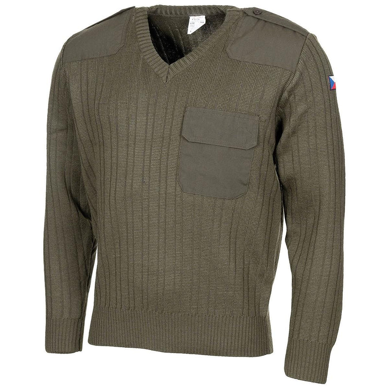 Carica immagine in Galleria Viewer, maglione in lana scollo v originale esercito nuovo verde oliva 
