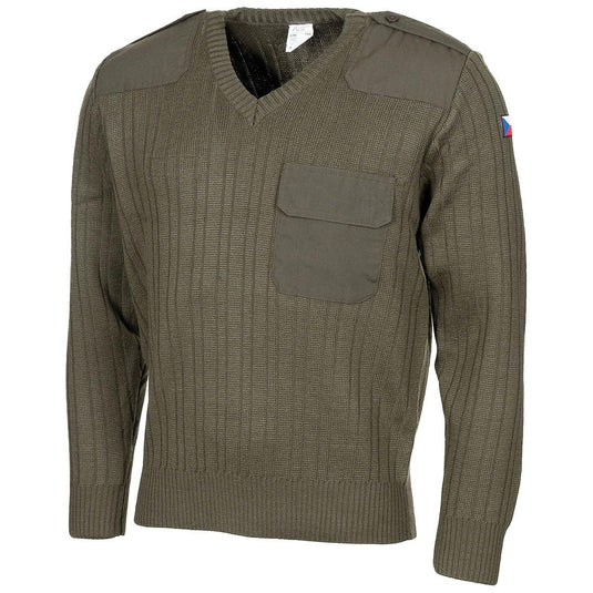 maglione in lana scollo v originale esercito nuovo verde oliva 