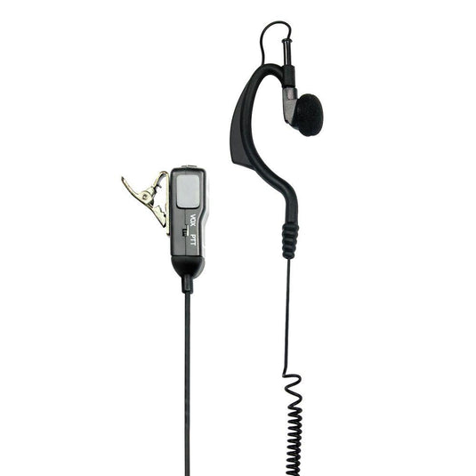 Microfono con auricolare regolabile e PTT, con cavi spiralati. Presa 1 Pin Midland 
