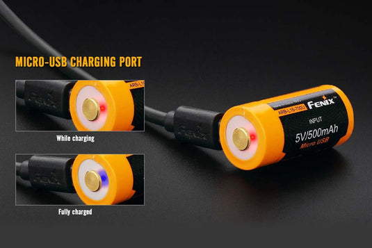 BATTERIA RICARICABILE USB INTEGRATA FENIX ARB-L16-700U cr123 ricaricabile 
