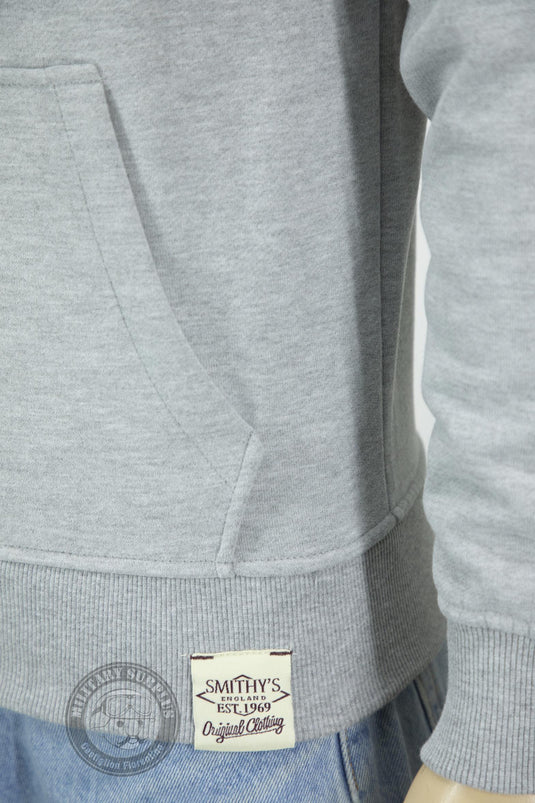 Smithy's felpa uomo cappuccio e zip grigio melange chiaro 