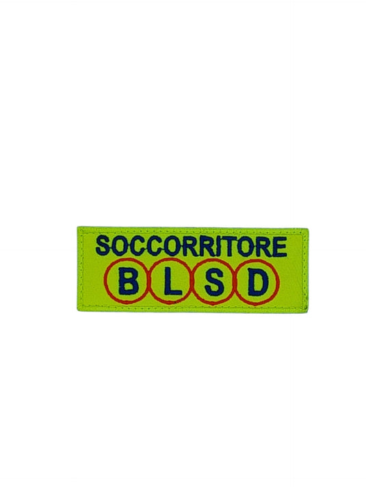 Patch ricamata gialla fluo blsd+qualifica SOCCORRITORE 