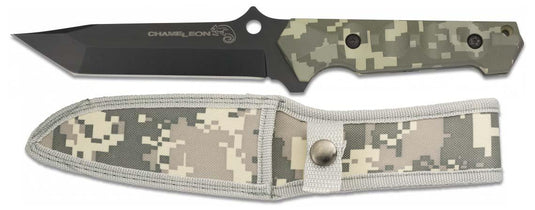 coltello tattico lama cm 13.9 camaleont. con fodero nylon 