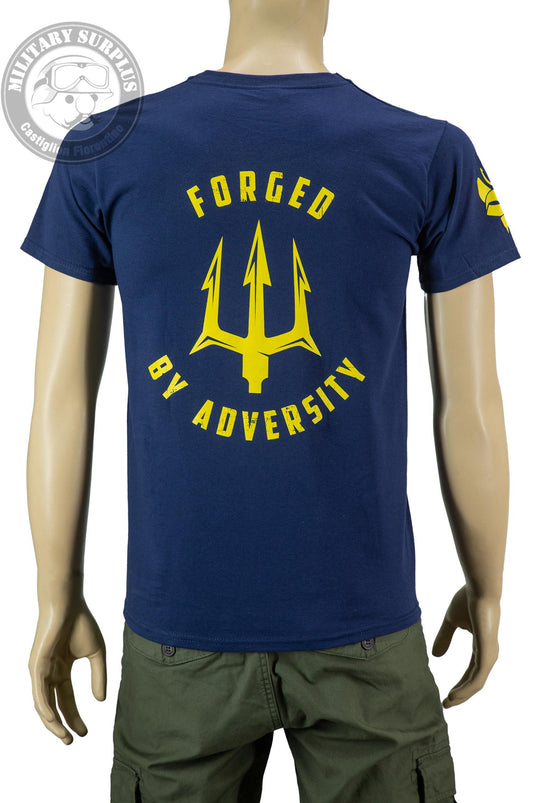 T-shirt military style stampata fronte retro FORGED BY ADVERSITY BLUE<BR/><BR/> 