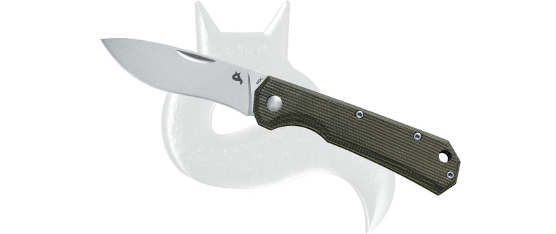 Carica immagine in Galleria Viewer, black fox ciol folding knife 440c stonewashed blade od green canvas micarta handle 
