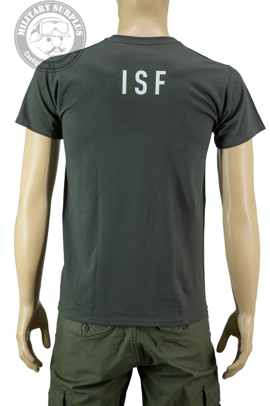 T-shirt military style stampata fronte retro ITALIAN SPECIAL FORCES GRIGIO ANTRACITE CON TRICOLORE 