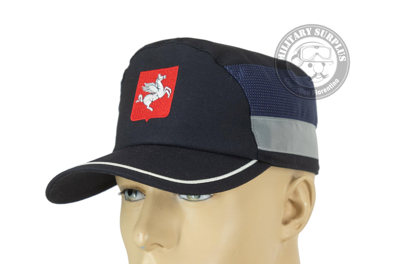 Carica immagine in Galleria Viewer, Berretto Pasubio POLIZIA LOCALE invernale foderato con logo TOSCANA  misto cotone colore blu 
