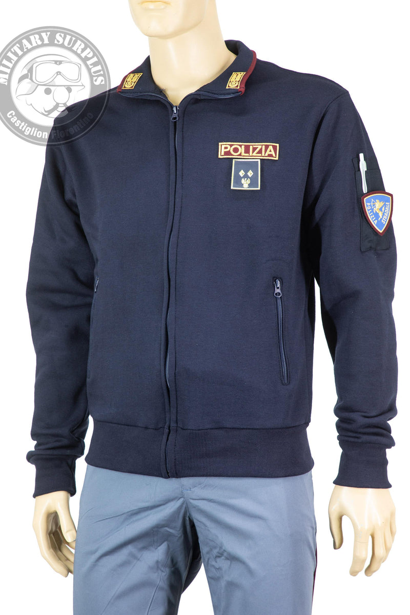 Load image into Gallery viewer, Maglia in felpa con zip ricamata POLIZIA DI STATO 
